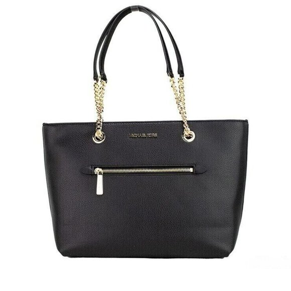 Michael Kors Jet Set Large Signature Leather X Cross Chain Shoulder Tote Handbag - Picture 1 of 7